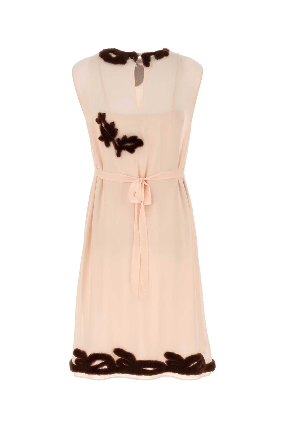 Prada Women Light Pink Georgette Dress - 2