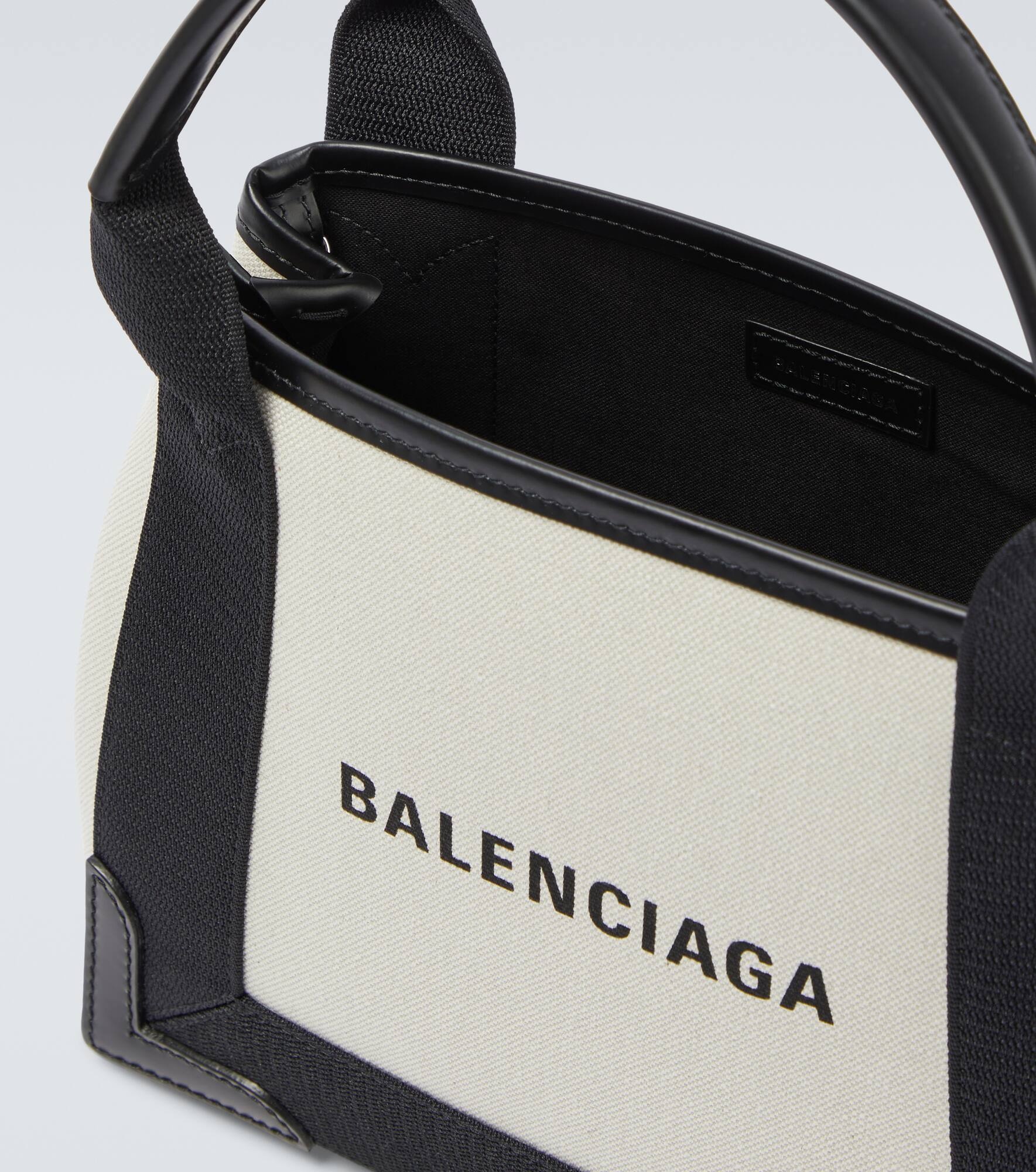 Cabas leather-trimmed canvas tote bag - 4