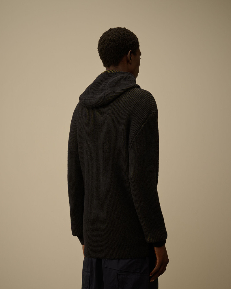 Fleece Knit Hooded Full Zip Sweater 4