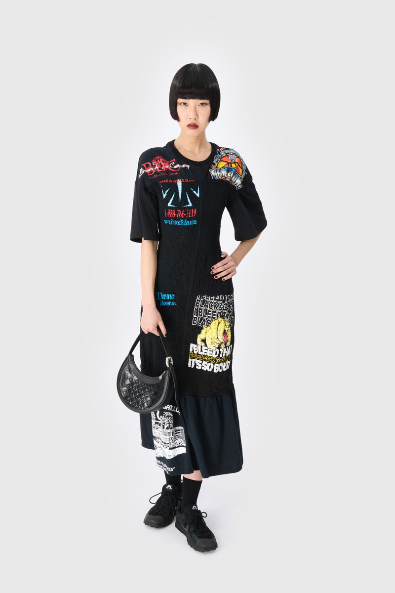 Marine Serre Upcycled Shirred T-Shirts Long Fitted Dress outlook