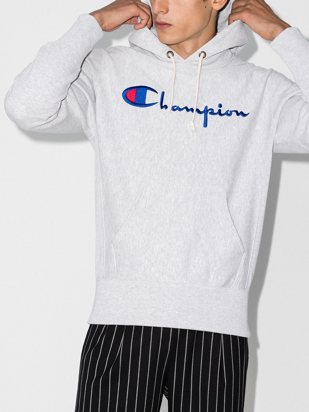 script embroidered logo hoodie - 2