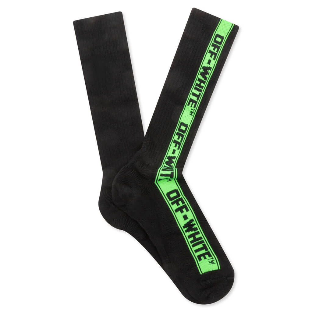 OFF-WHITE C/O VIRGIL ABLOH FLUORESCENT INDUSTRIAL BELT SOCKS - BLACK/GREEN - 1
