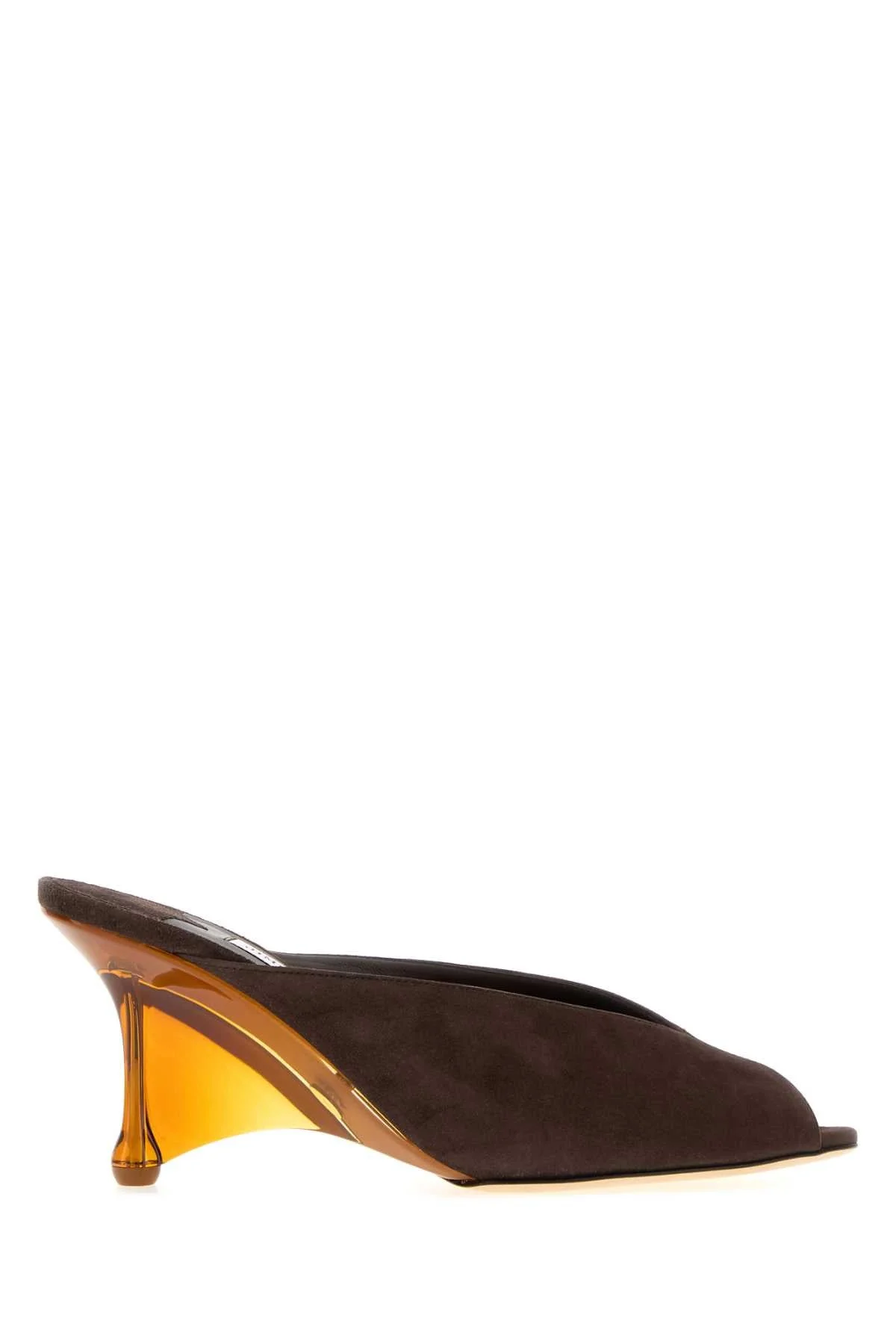 Jimmy Choo Women Dark Brown Suede Glace Mules - 1