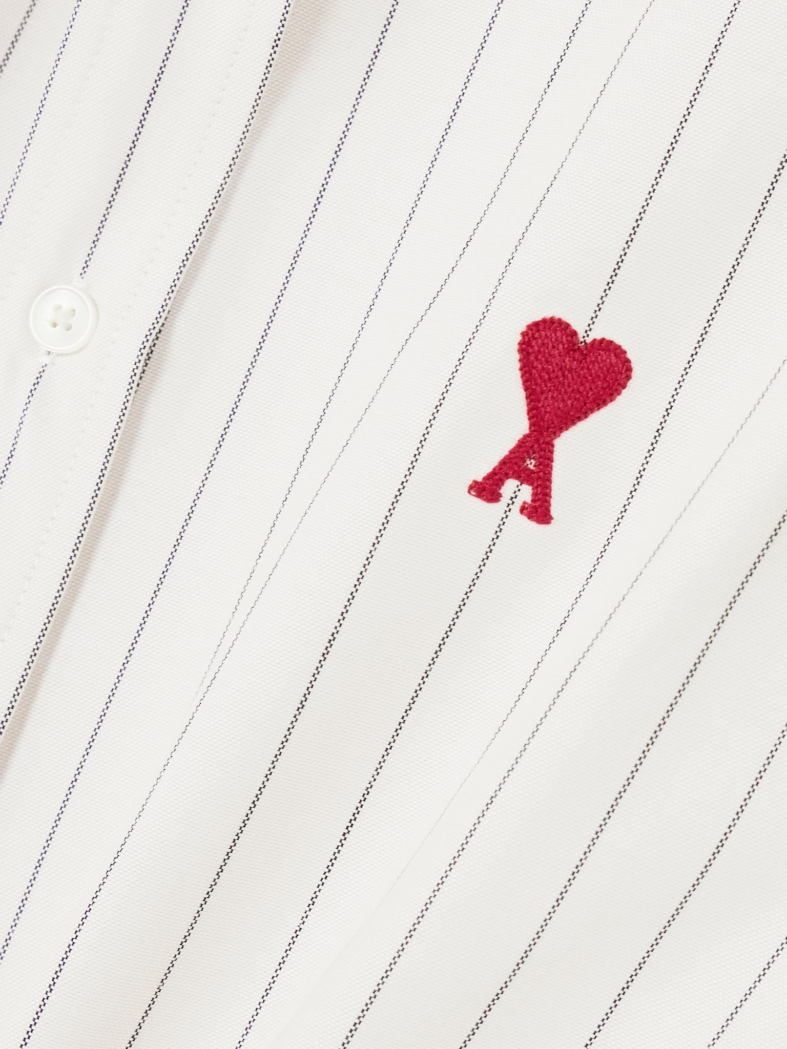 Embroidered striped cotton Oxford shirt Light gray - 5