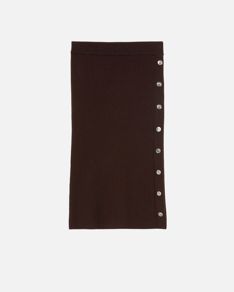 RIBBED CALF-LENGTH SKIRT WITH BUTTONS - 1