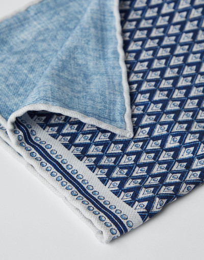 Brunello Cucinelli Silk pocket square with geometric design outlook