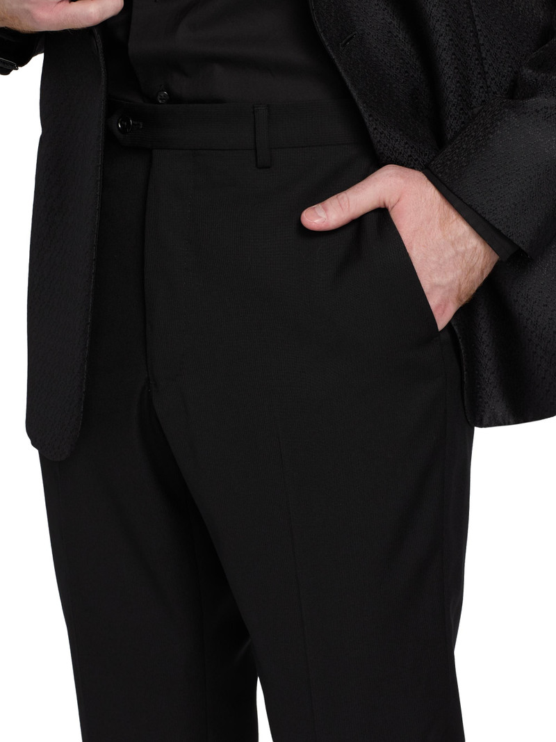 Men's Flat Front Wool Trousers - Black 6