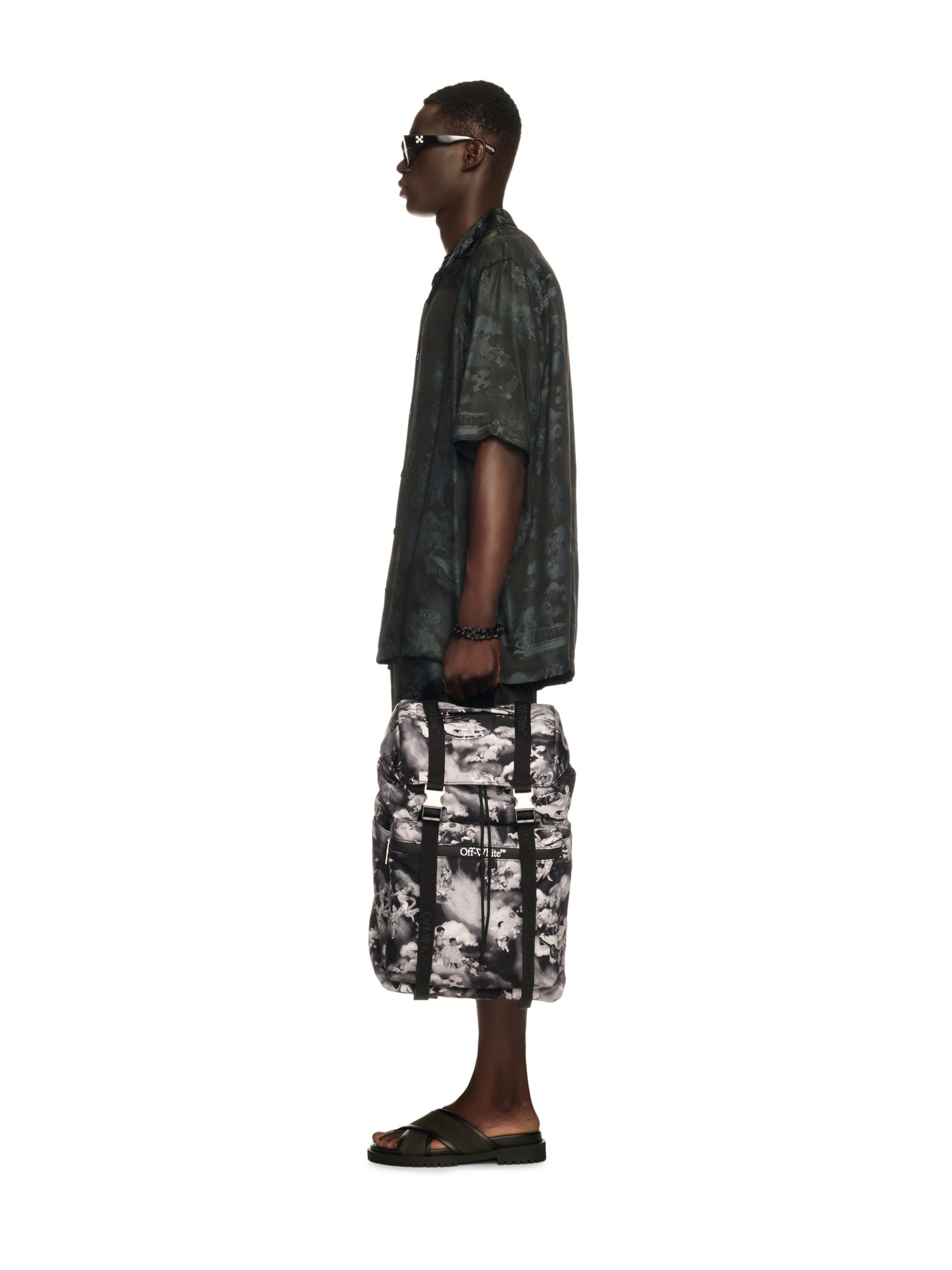 Black Fresco Print Outdoor Backpack - 2