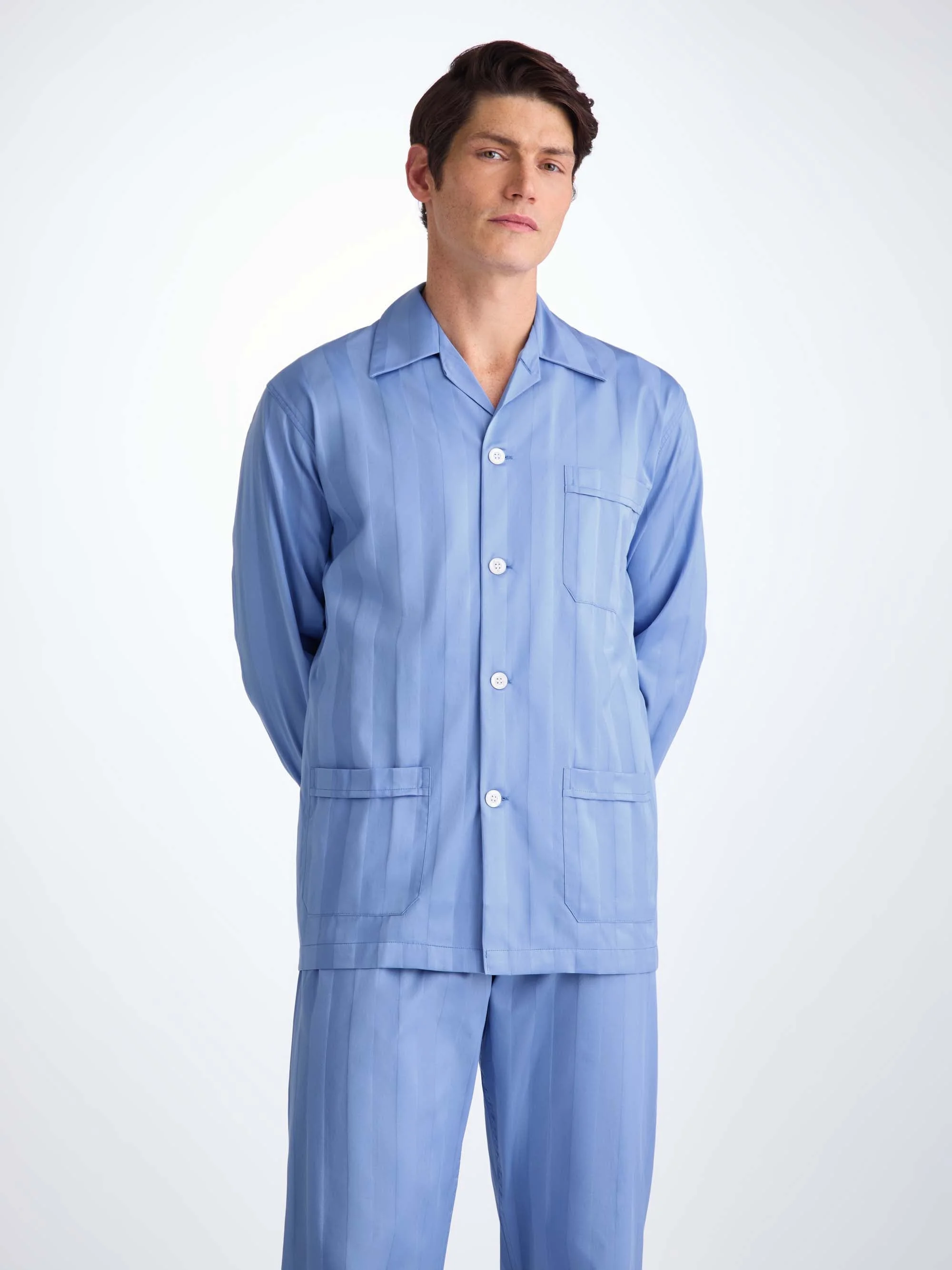 Men's Classic Fit Pyjamas Lingfield Cotton Satin French - 1