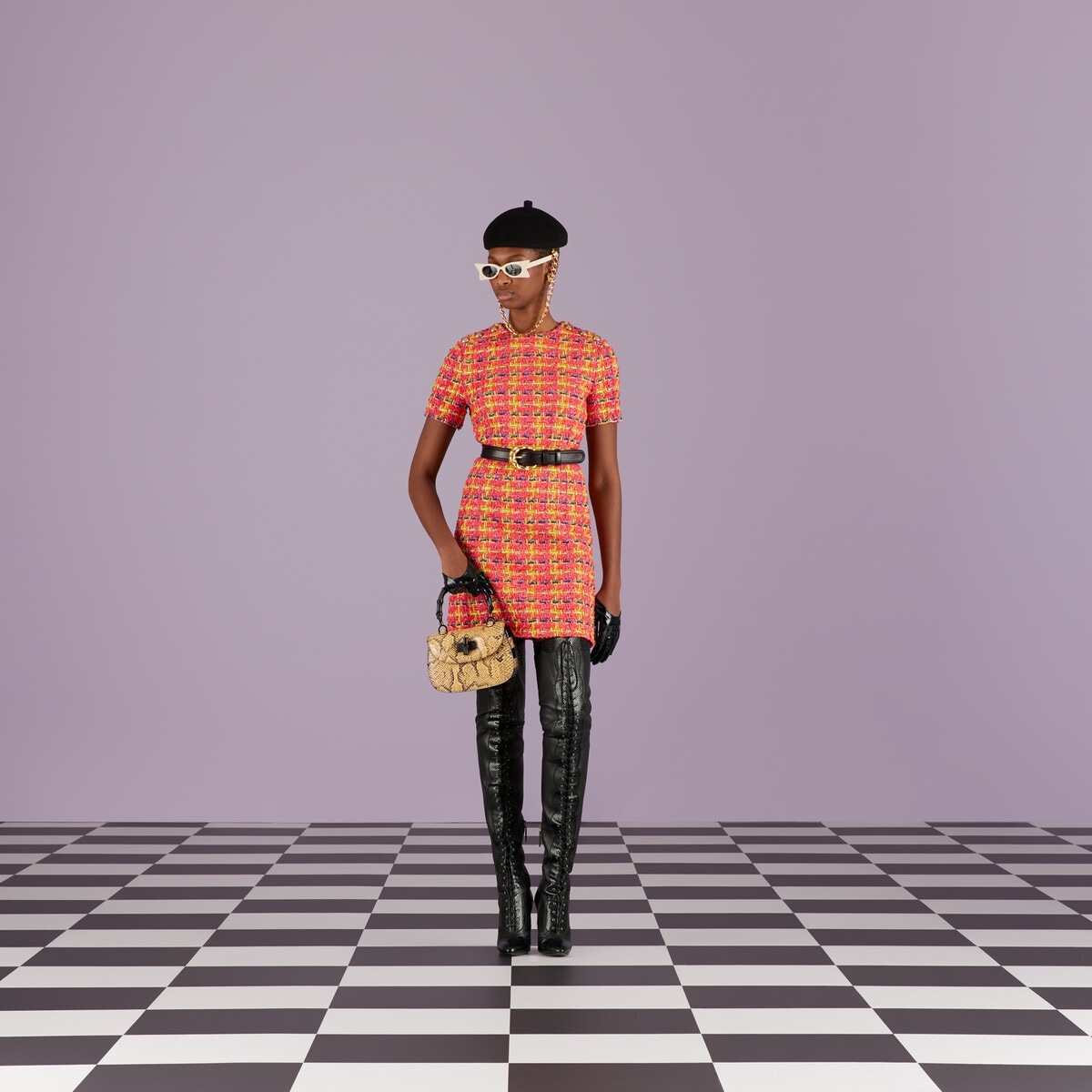 Fluorescent lamé tweed mini dress - 2