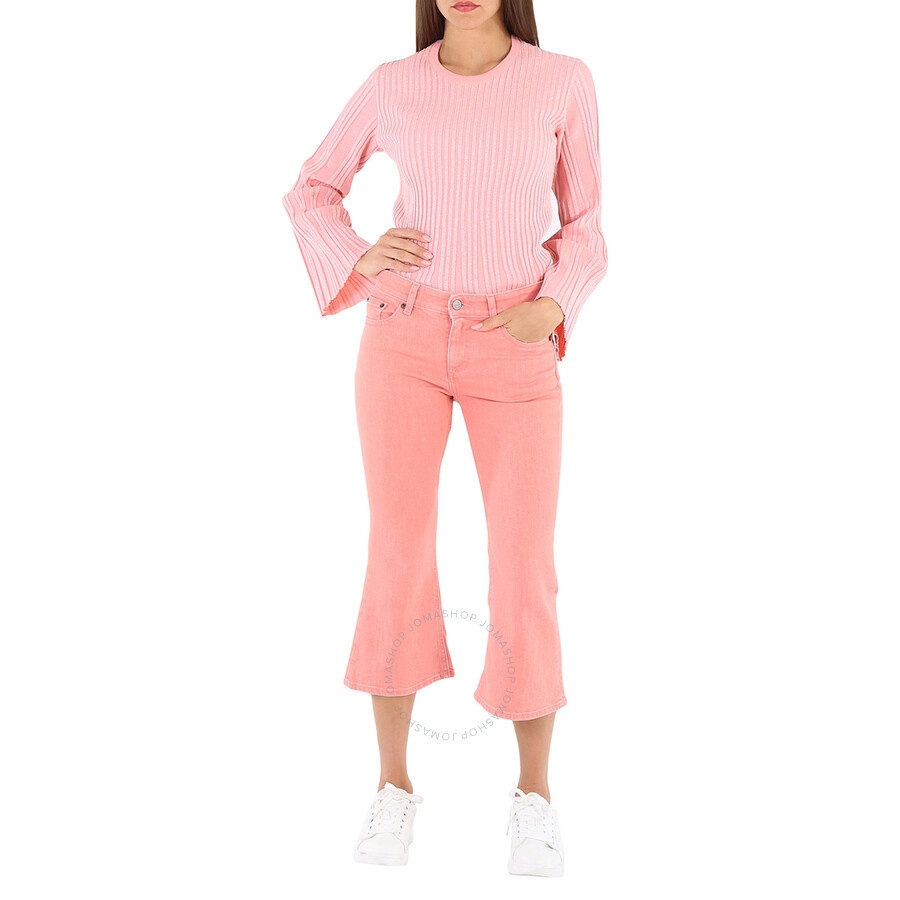 Mm6 Ladies Pink Flared Cropped Jeans - 6