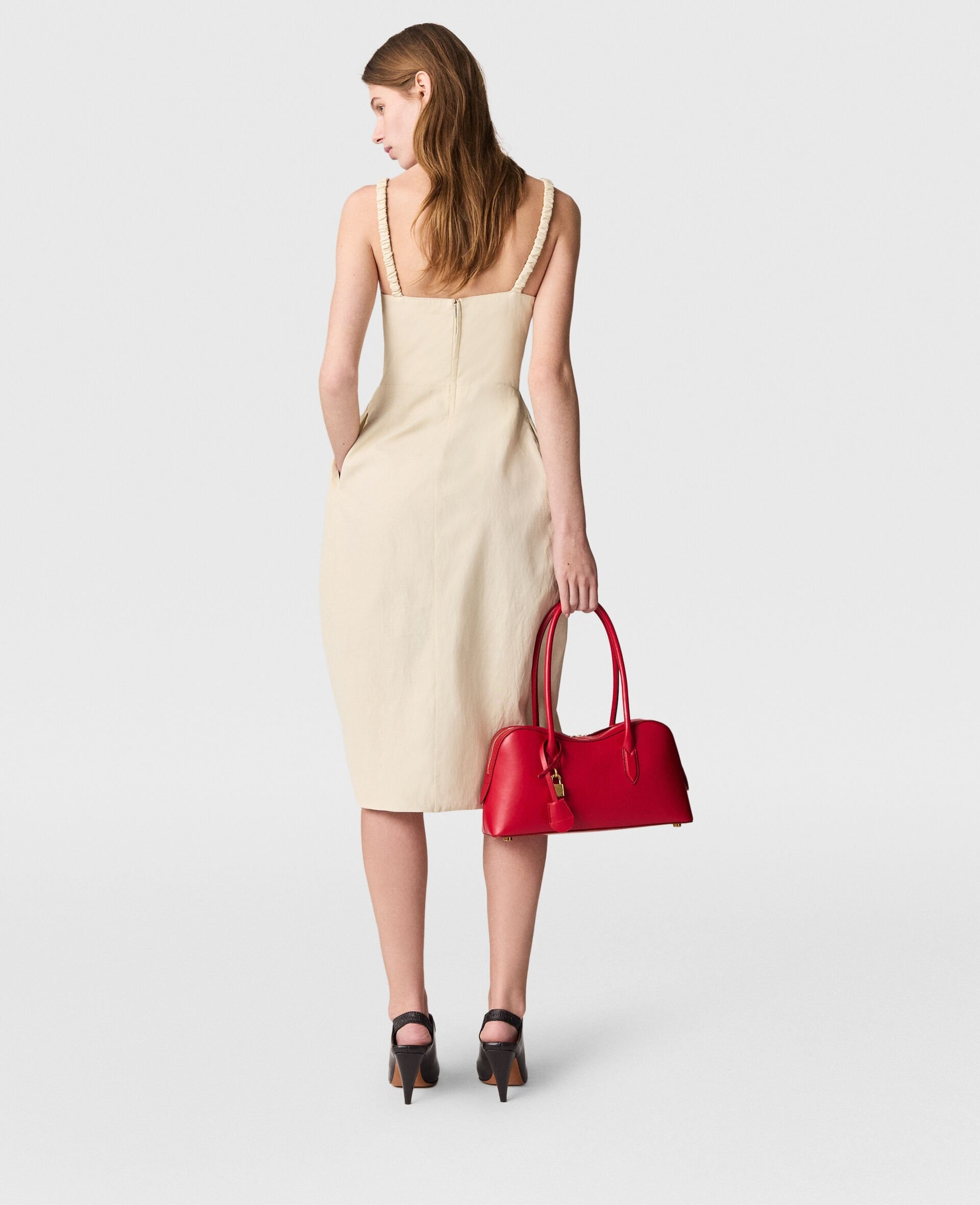 Ruched Strap Pleated Skirt Midi Dress - 5
