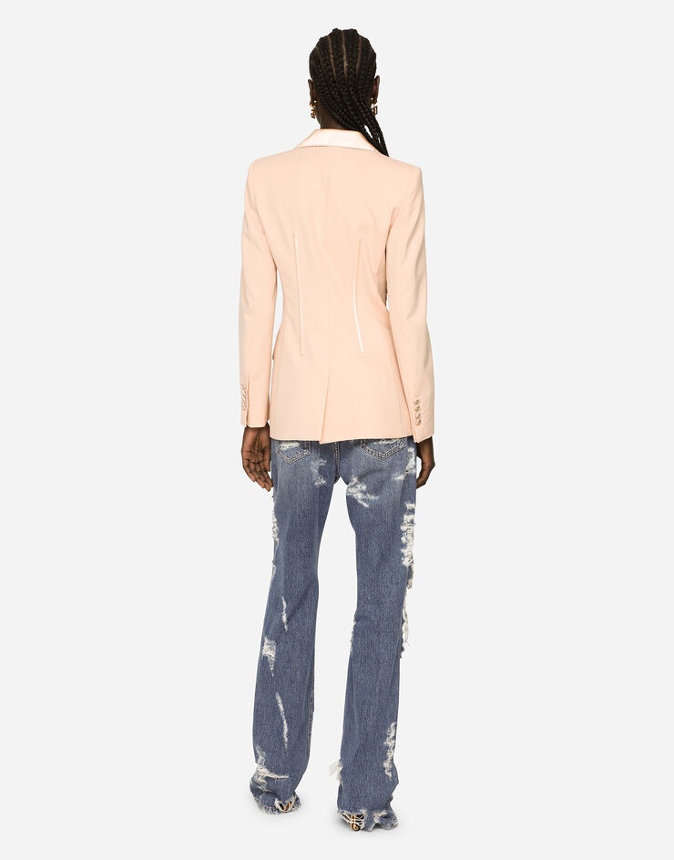 Single-breasted gabardine jacket with lacing - 5