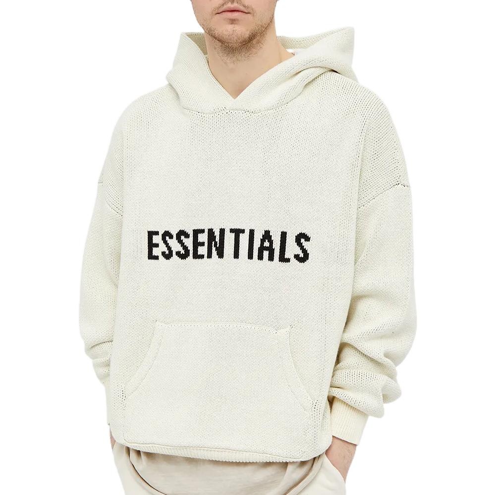 Fear of God Essentials FW21 Knit Logo Hoodie 'Buttercream' FOG-FW21-1229 - 4