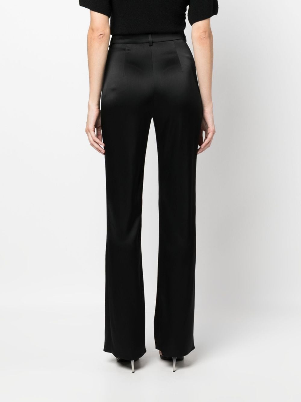 high-waisted satin trousers - 4