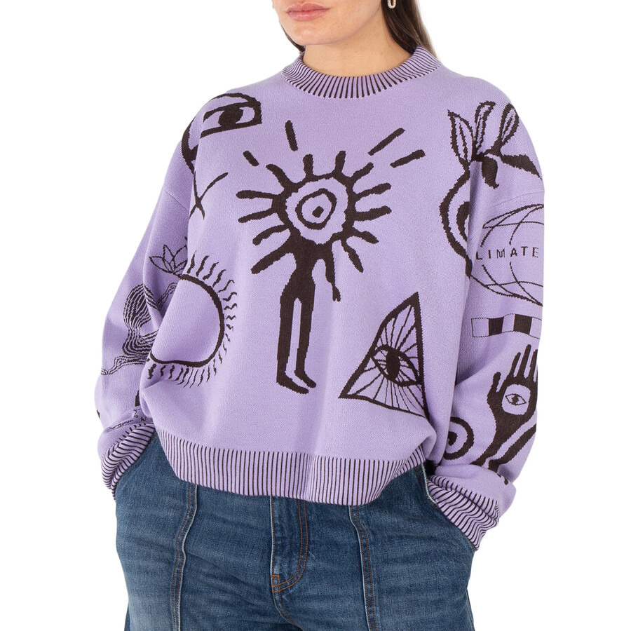 Stella McCartney Purple Graphic Flock Artwork Jumper - 1