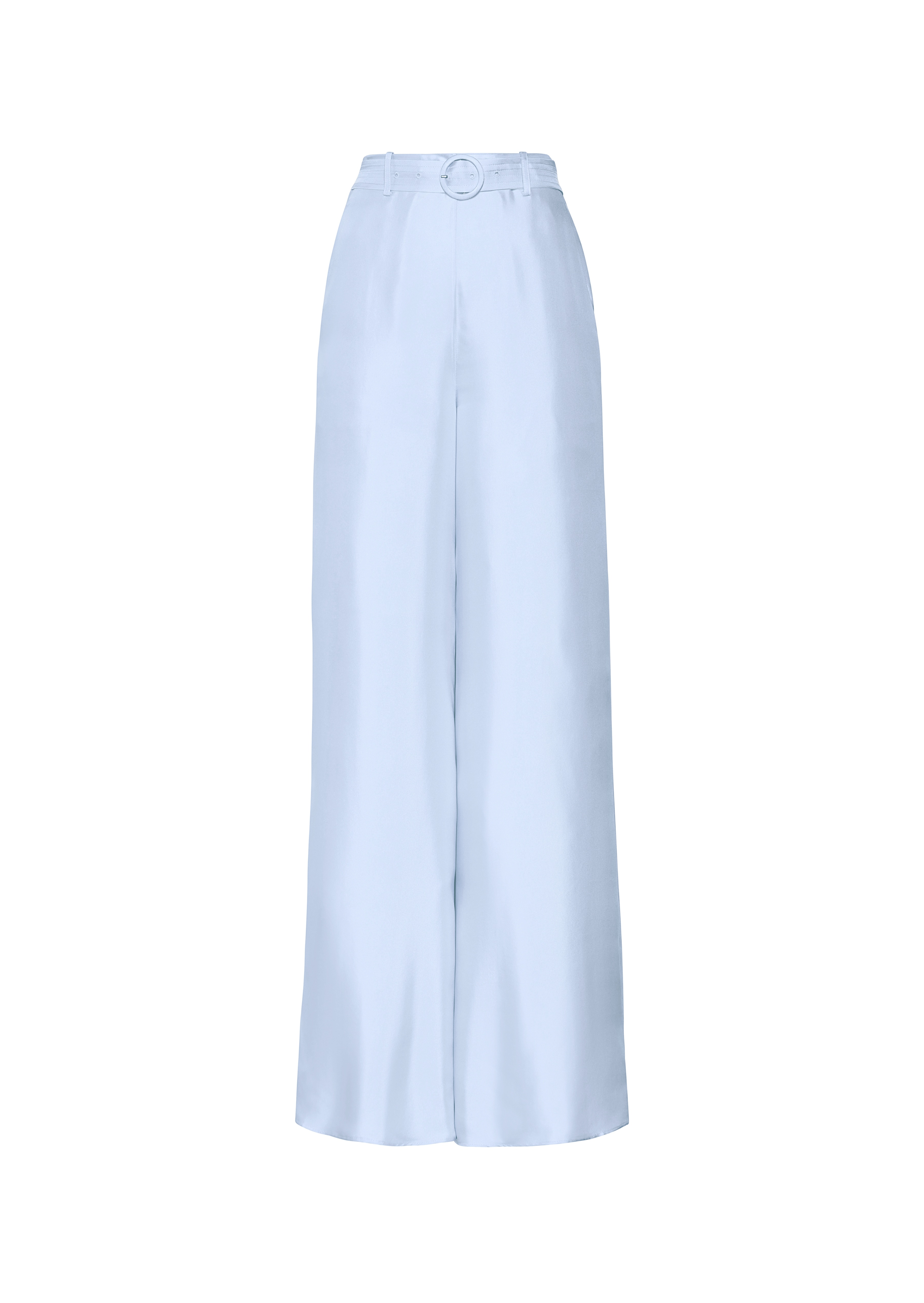 Silky Twill High Waisted Belted Wide Leg Pant - 1