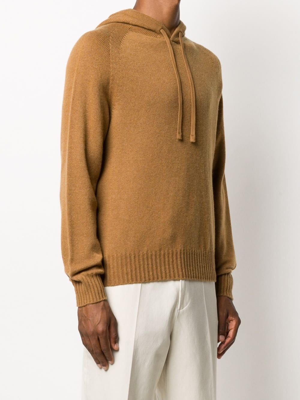 cashmere ribbed-edge knitted hoodie - 3