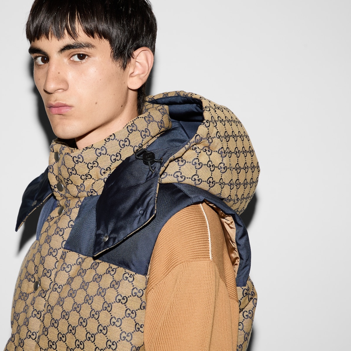 GG canvas down vest with detachable hood - 5