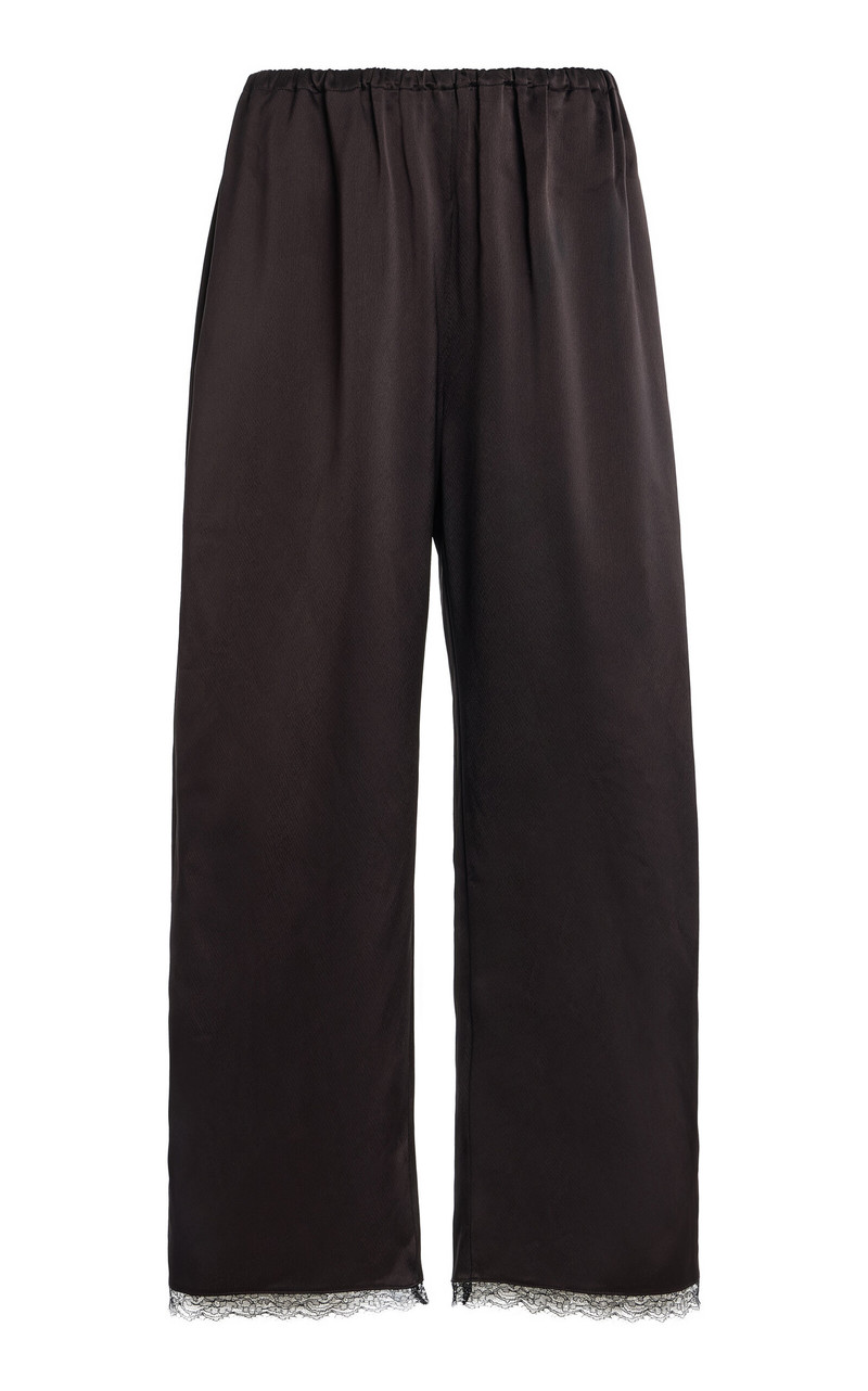 Barb Lace-Trimmed Satin Crop Pants brown 1