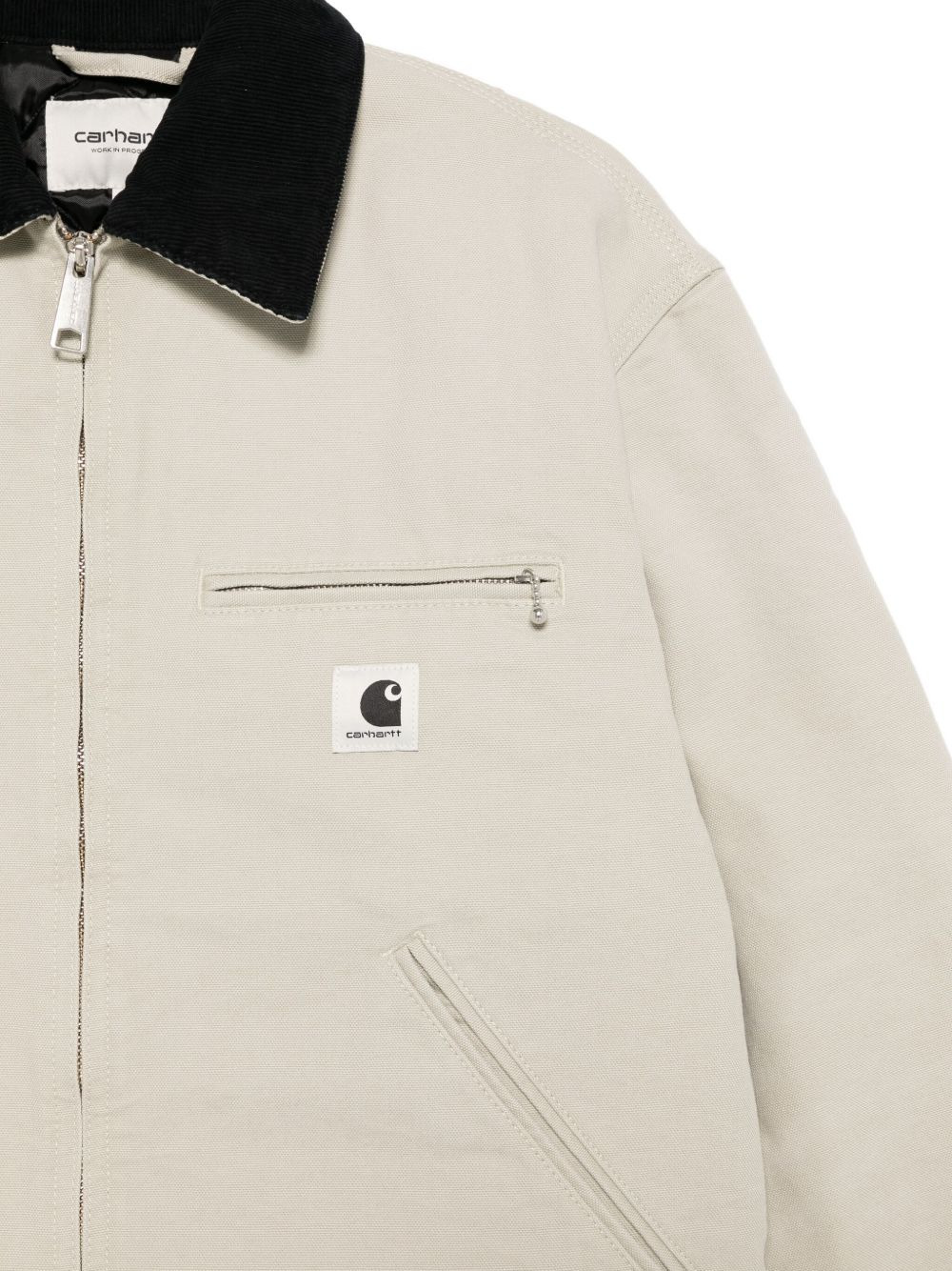 corduroy-collar zip-front jacket - 3