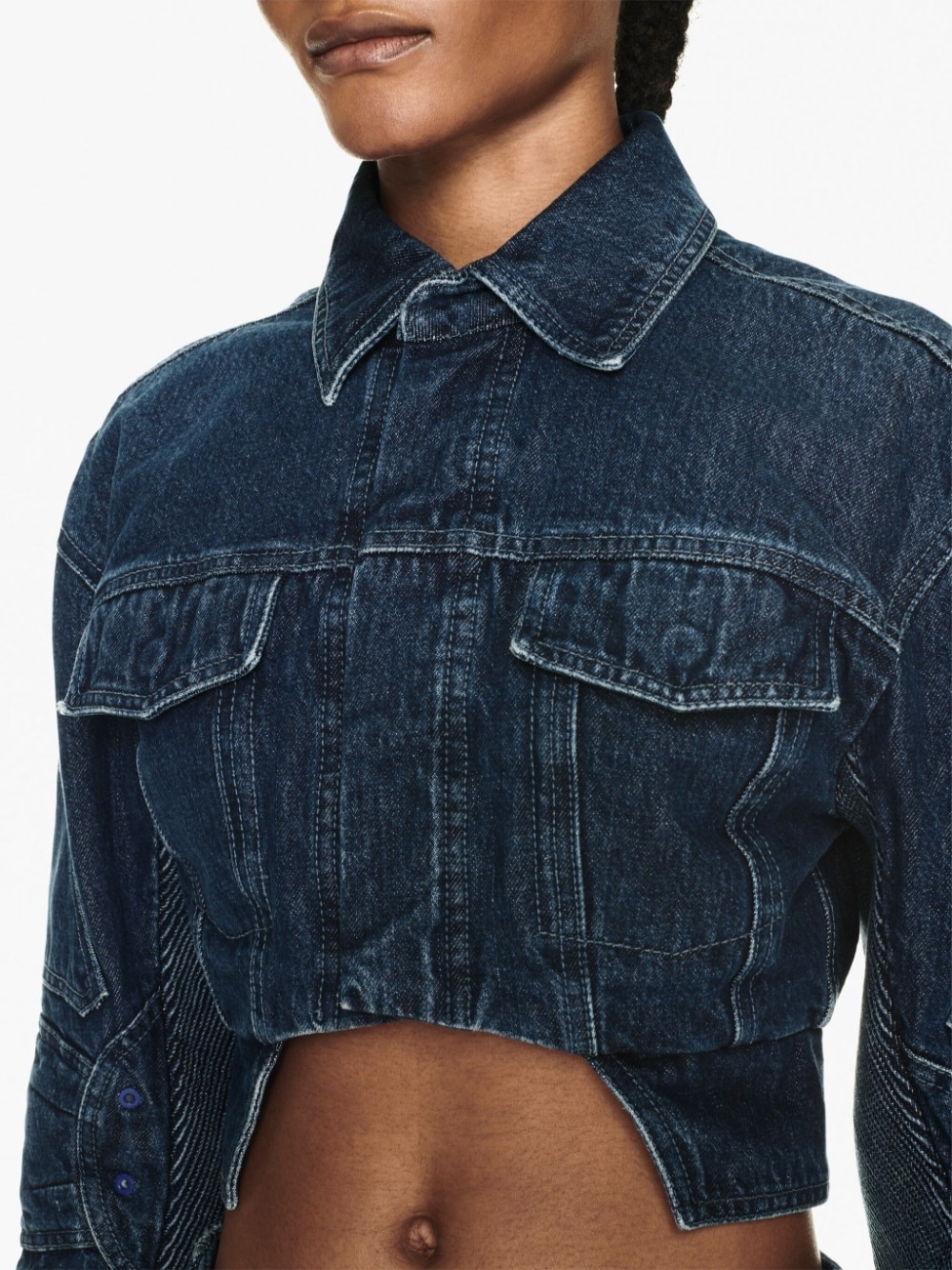 cut-out motorcycle denim jacket - 5