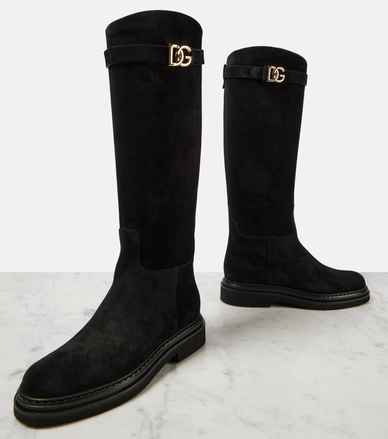 Logo suede knee-high boots 5