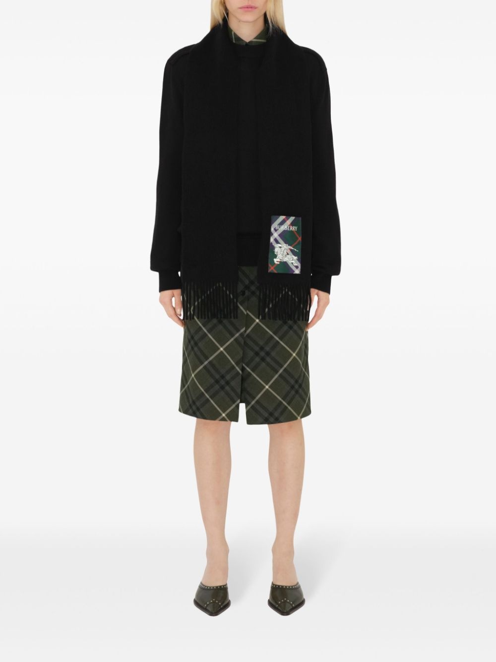 check-label cashmere scarf - 4