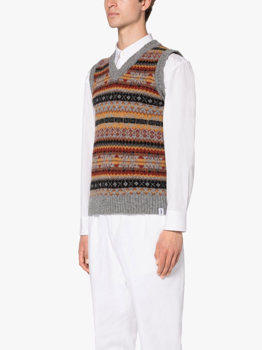 BURN TANK MEDIUM GREY WOOL FAIR ISLE VEST - 3