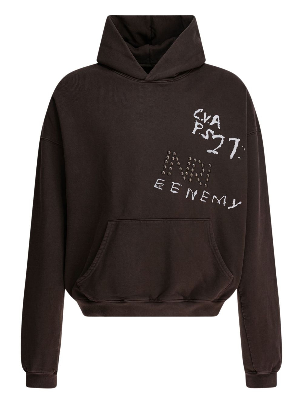 stud-detail printed hoodie - 1