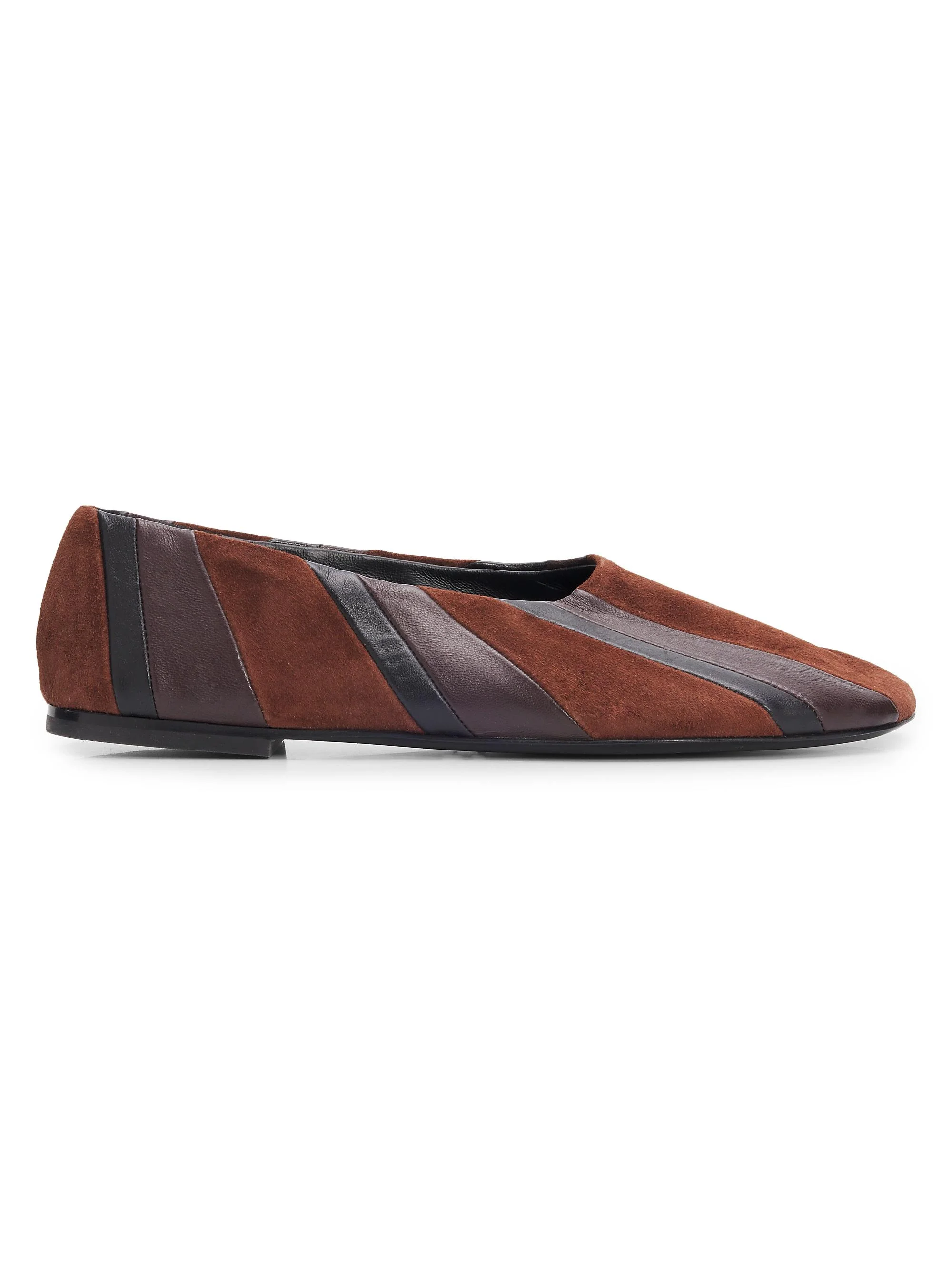 Women's Glove Pieced Leather & Suede Slippers - Black Espresso Multi - 1