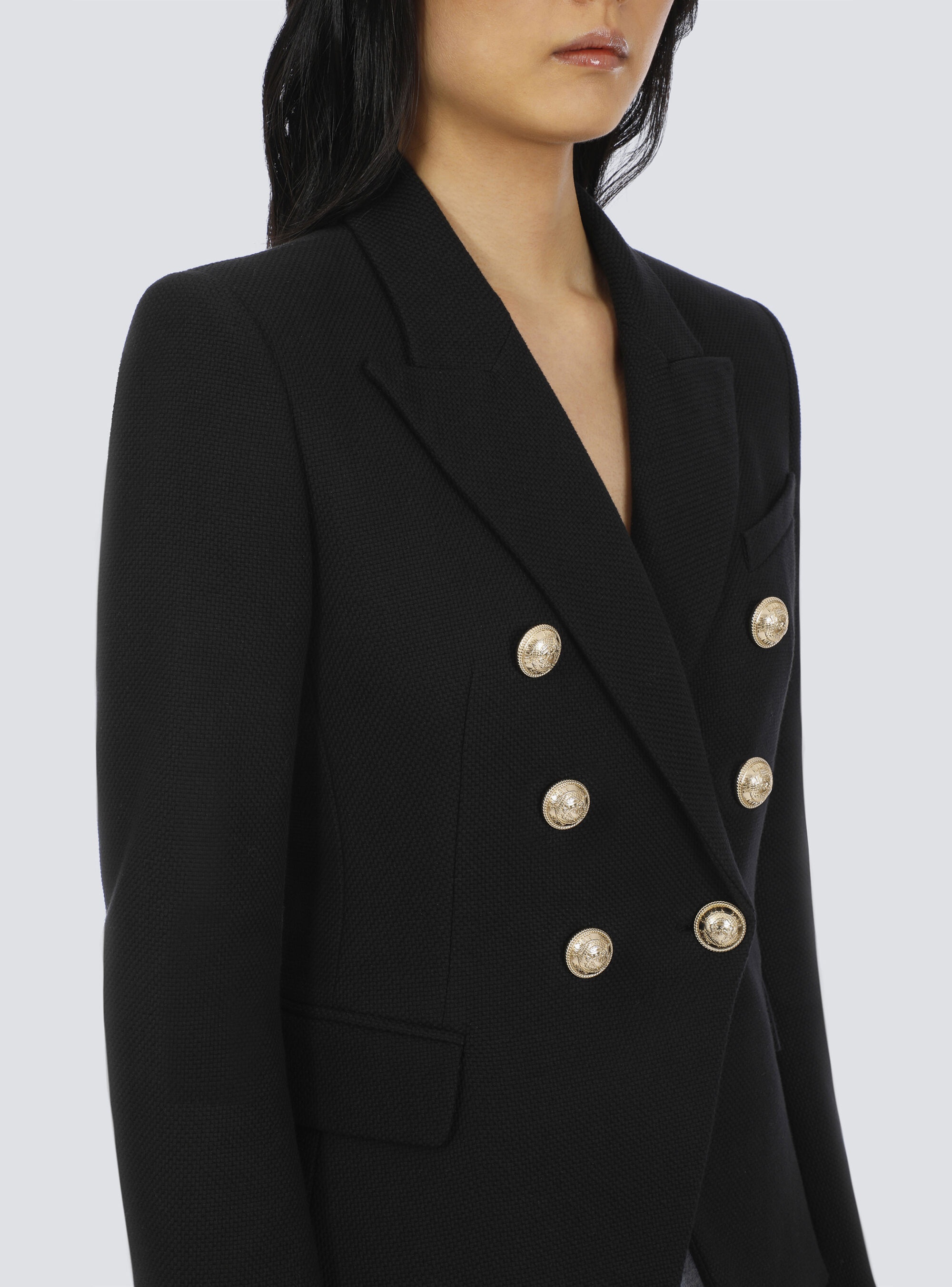 Cotton piqué double-buttoned jacket - 8