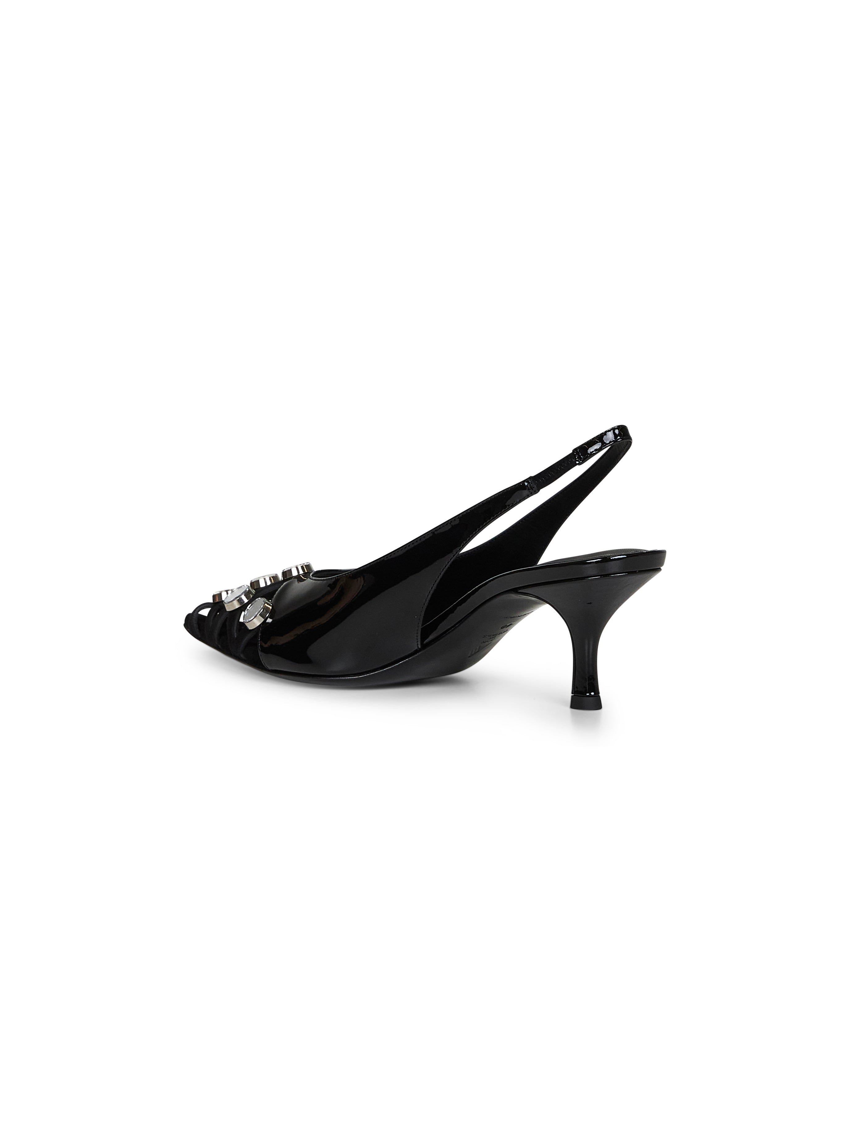 The Attico Women Black Patent Leather And Suede '"Fiona'" Slingback Pumps - 3