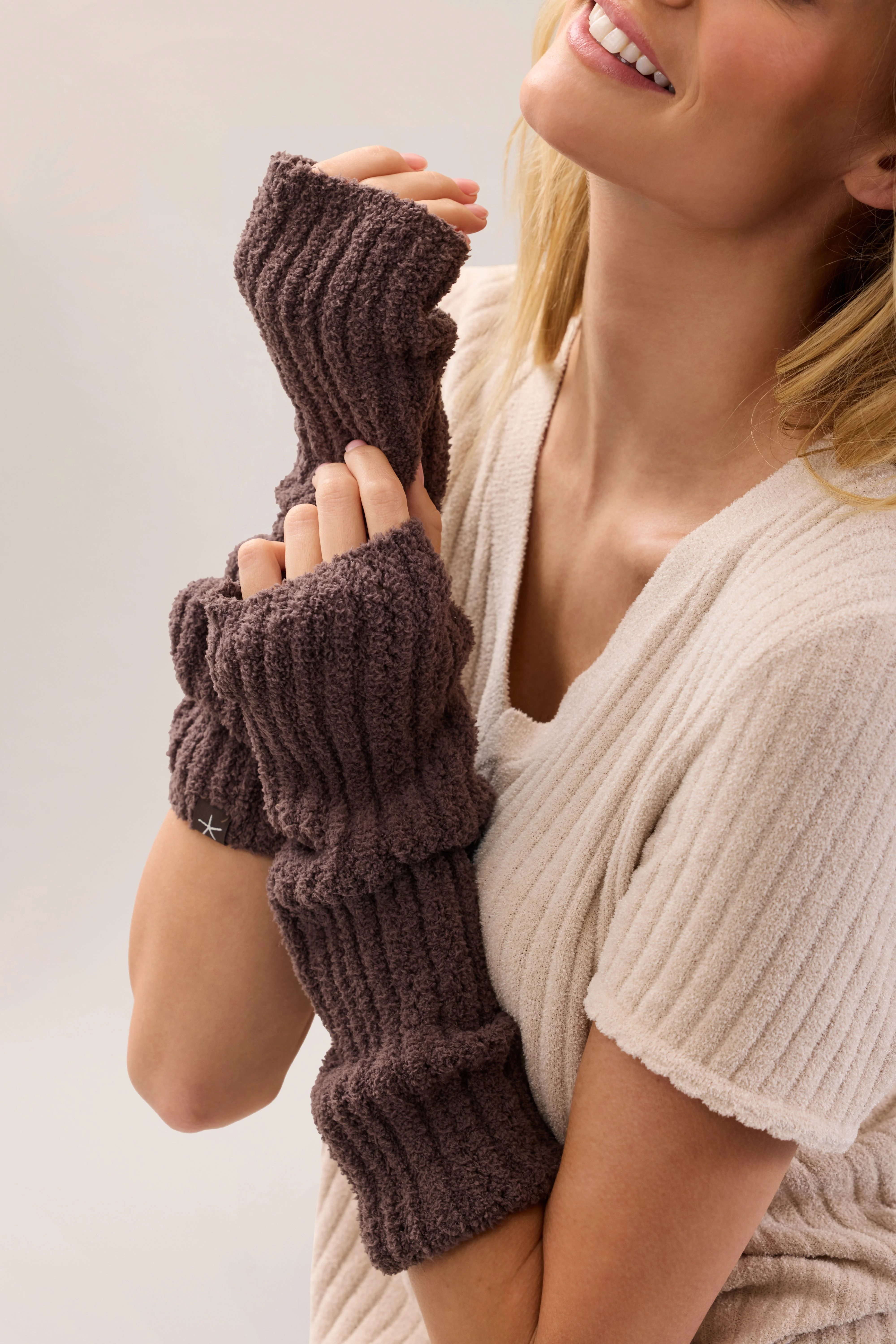 CozyChic® Pointelle Fingerless Gloves - 1