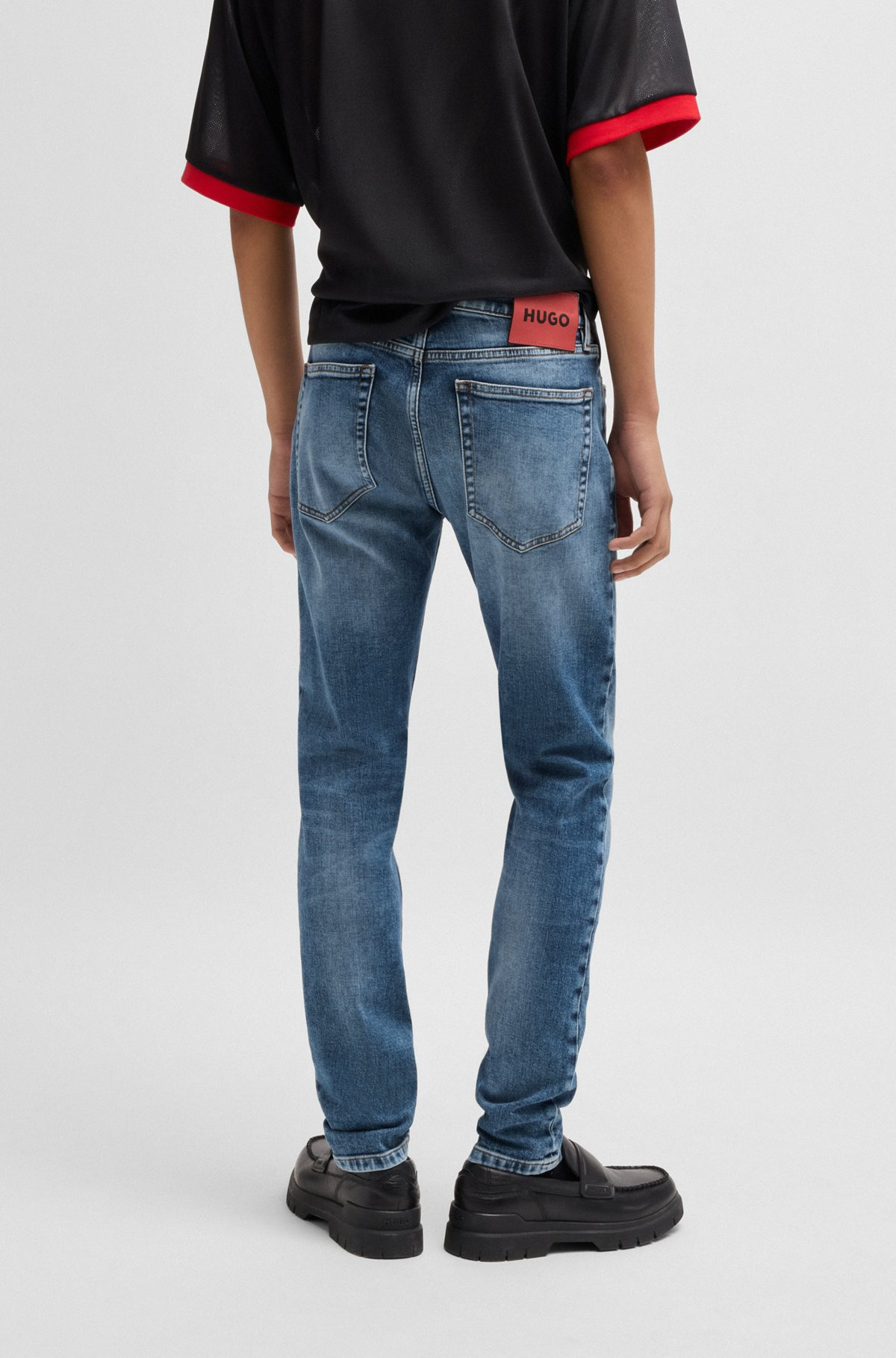 EXTRA-SLIM-FIT JEANS IN BLUE STRETCH DENIM - 4