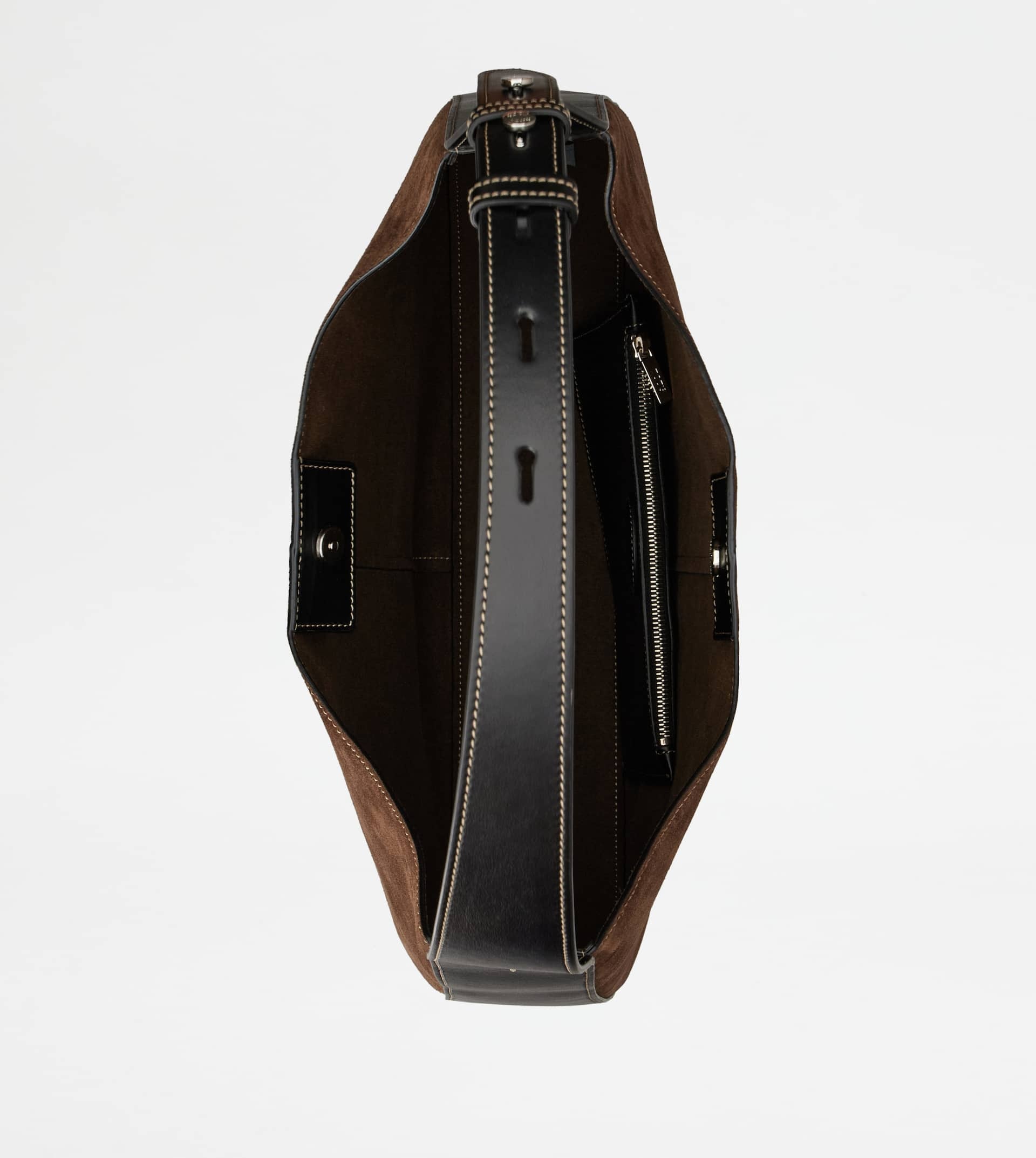 TOD'S DI BAG HOBO IN SUEDE MEDIUM - BROWN, BLACK - 4