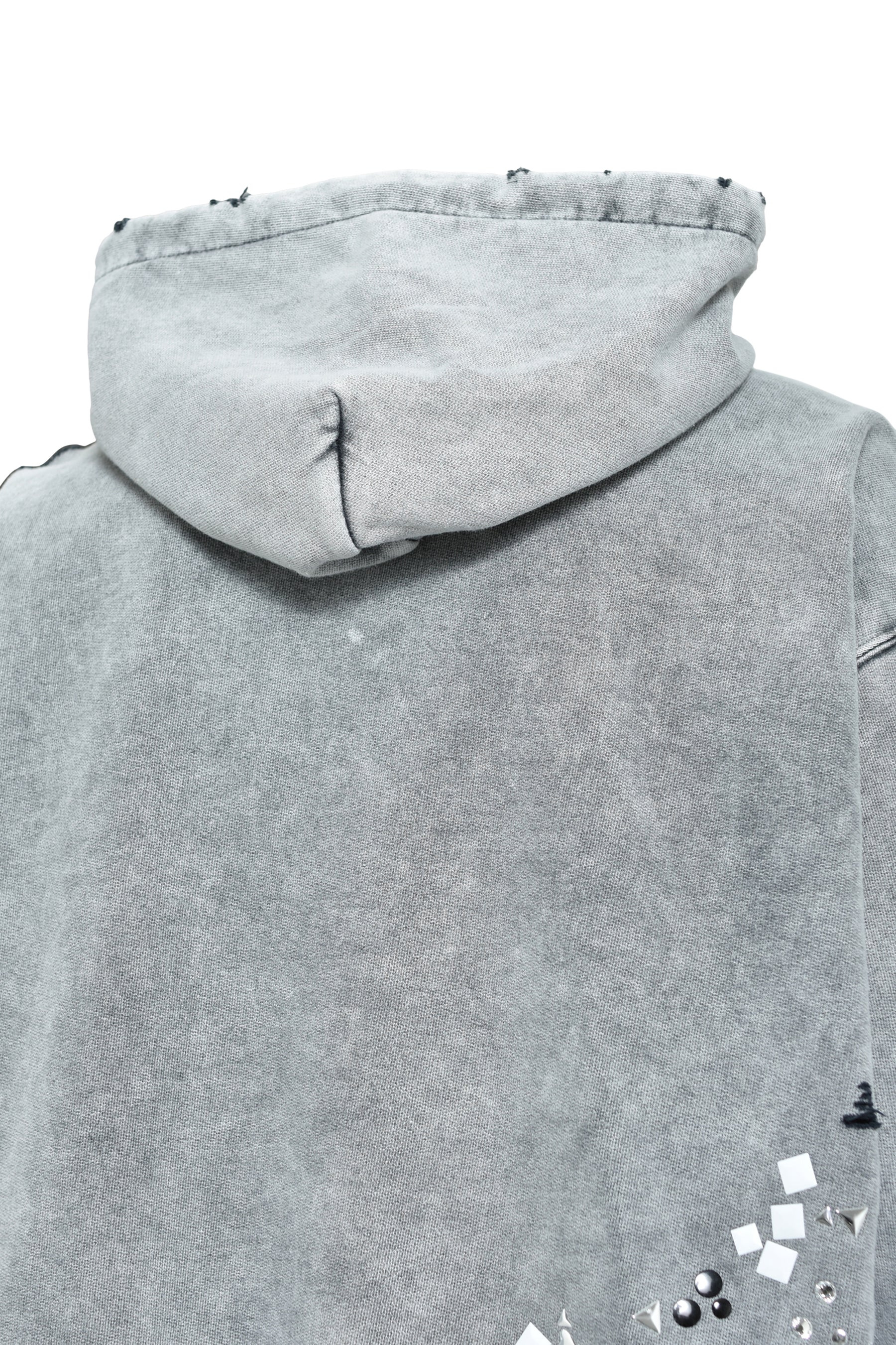EMBELLISHED BLEACHED HOODIE / GRY - 10