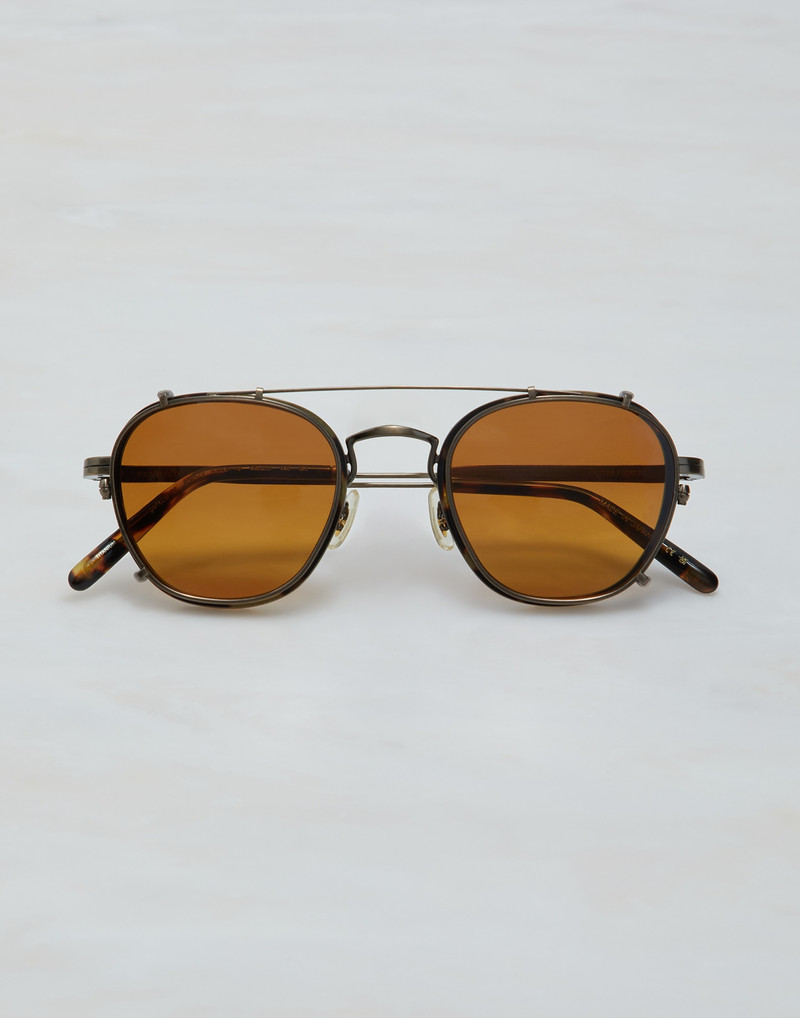 Lilletto titanium and acetate glasses with sun clip-on 1