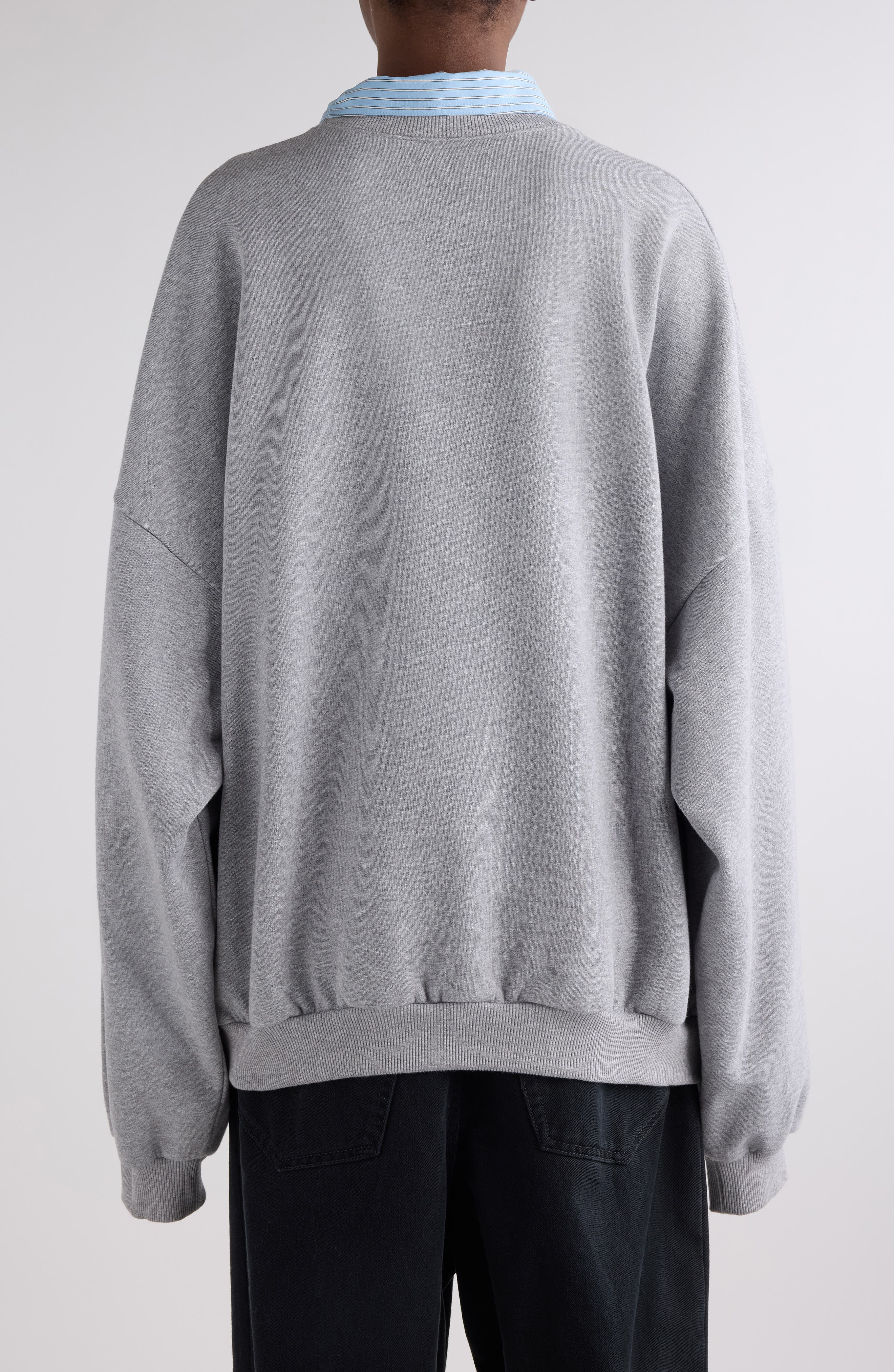 Balenciaga Shirt Collar Graphic Sweatshirt in 1300 Heather Grey at Nordstrom - 2