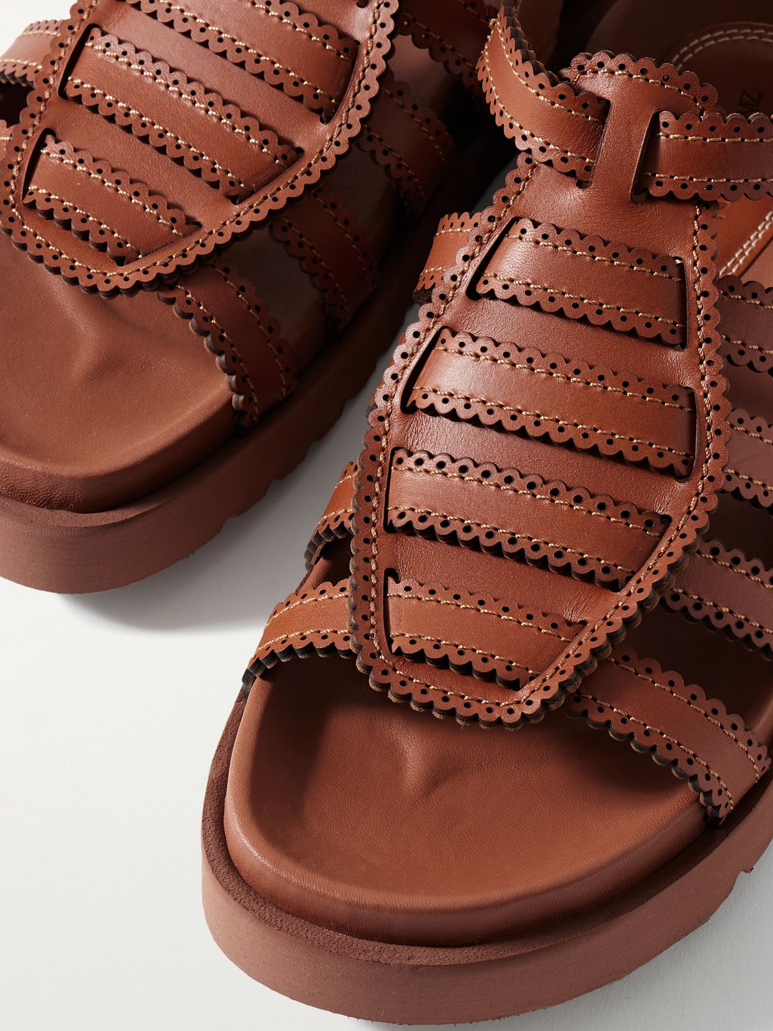 Goldie leather platform sandals Brown - 4