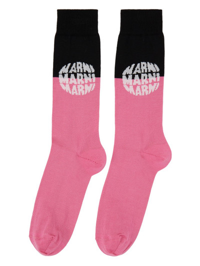 Marni Pink & Black Logo Socks outlook