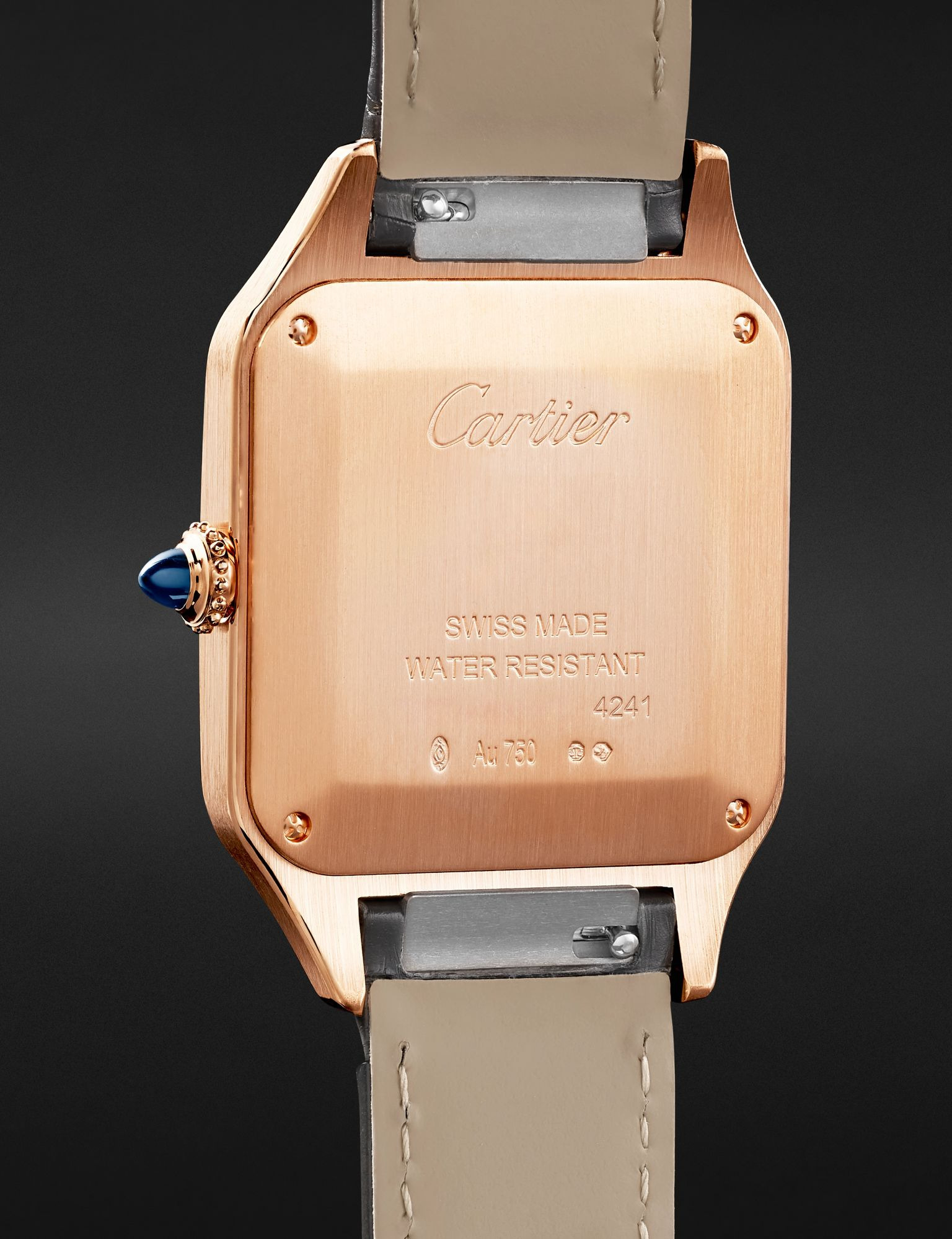 Santos-Dumont Large 43.5mm 18-Karat Rose Gold and Alligator Watch, Ref. No. CRWGSA0116 White - 4