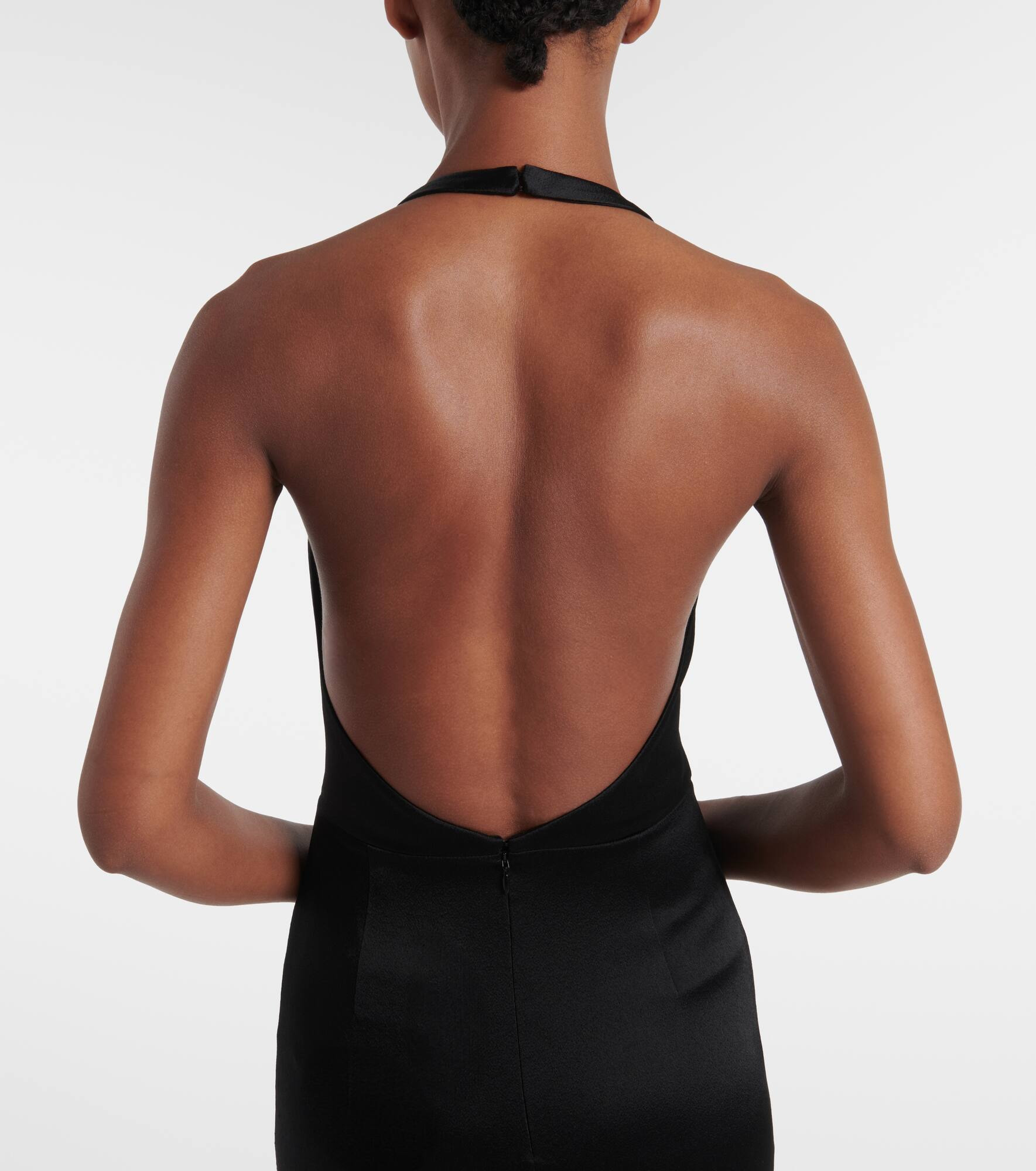Open-back crêpe and satin gown - 5