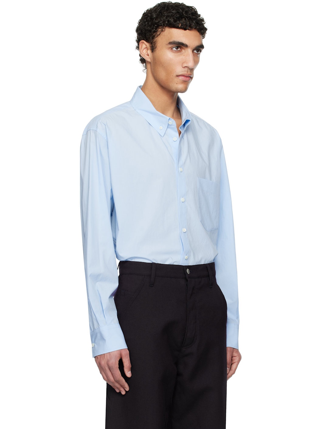 Blue Button Down Collar Classic Shirt - 2