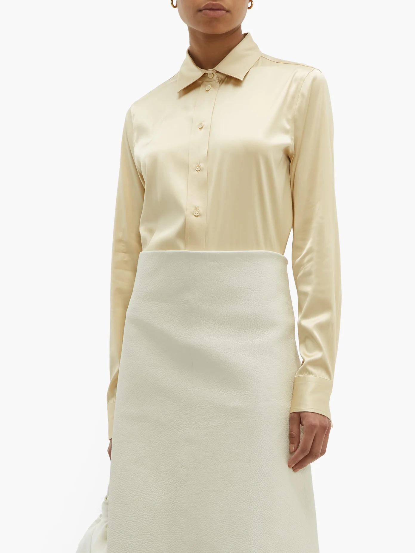 Point-collar silk-blend charmeuse shirt - 6