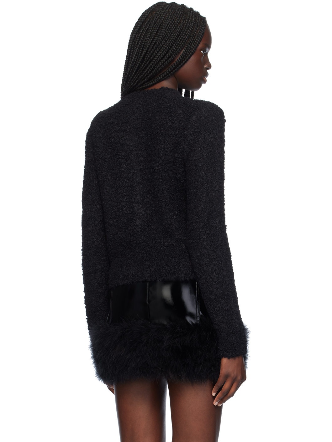 Black Alpaca Brooch Cardigan - 3