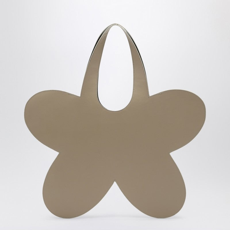 FLOWER BEIGE LEATHER TOTE BAG - 2