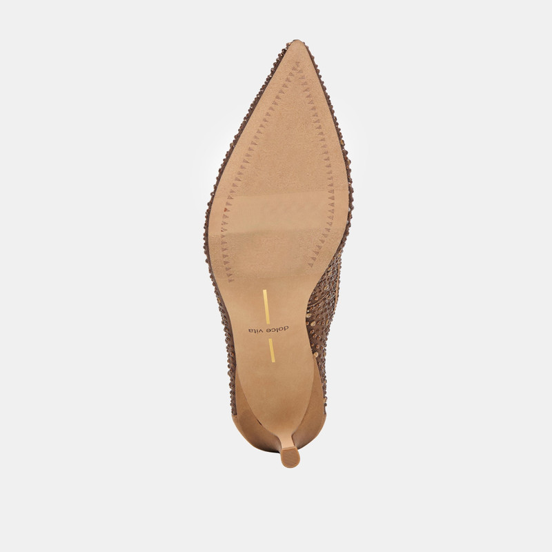 KASHE CRYSTAL HEELS MID BROWN MESH 11