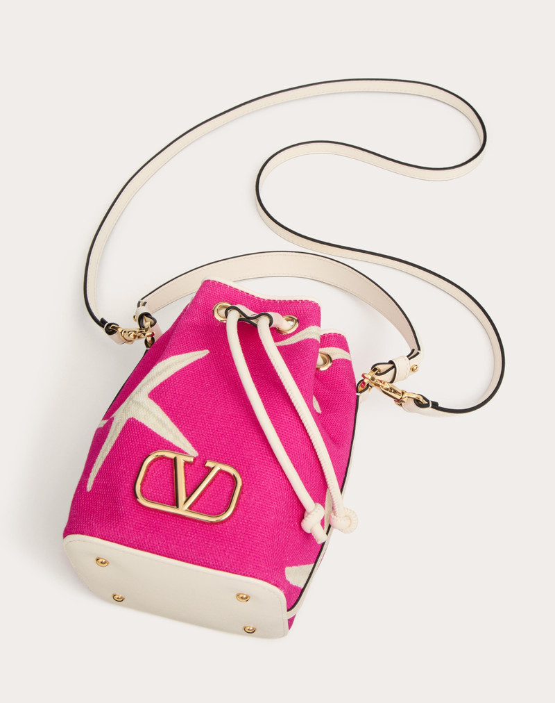 Valentino VALENTINO GARAVANI ESCAPE MINI BUCKET BAG IN CANVAS WITH STARFISH PRINT outlook