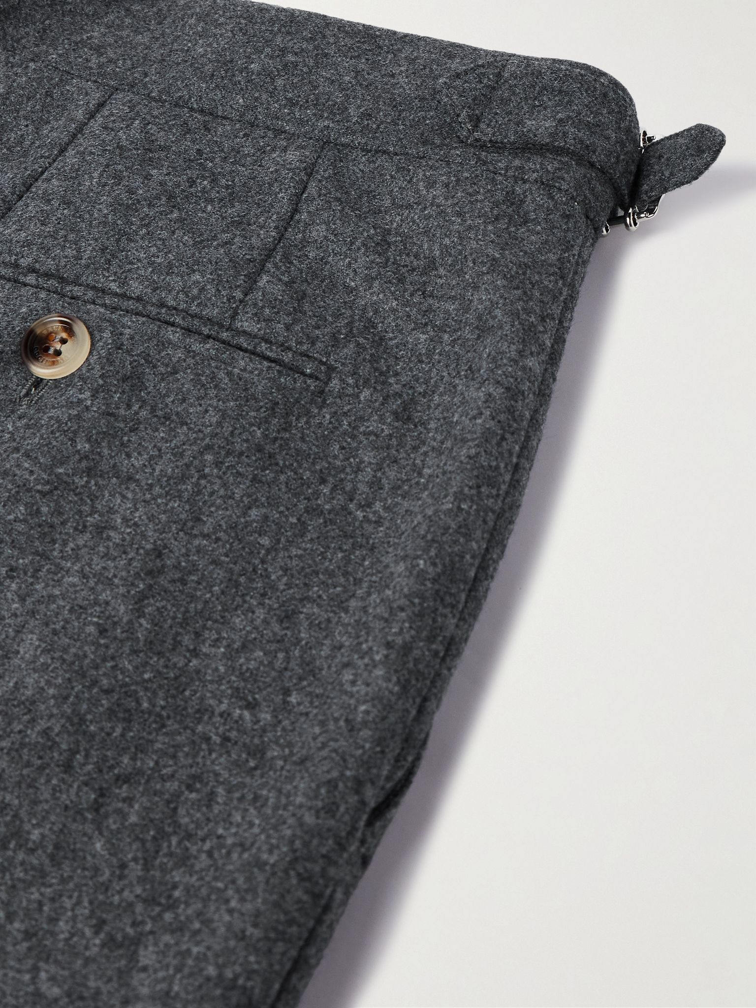 Tapered Pleated Virgin Wool Trousers Gray - 5